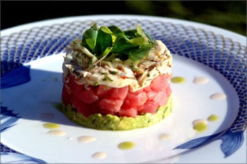 Tuna and Crab Tian with Yuzu Vinaigrette